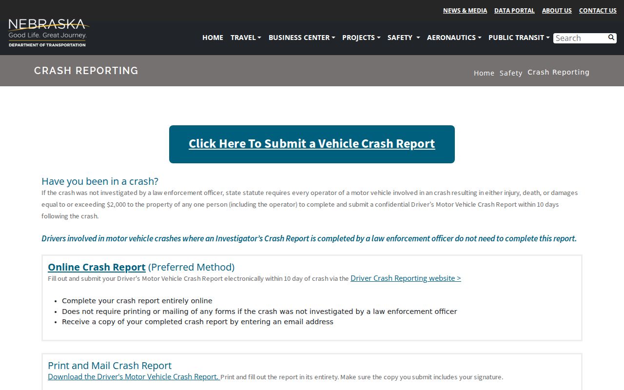 Cherry County arrest and police record channel for Nebraska crash reports