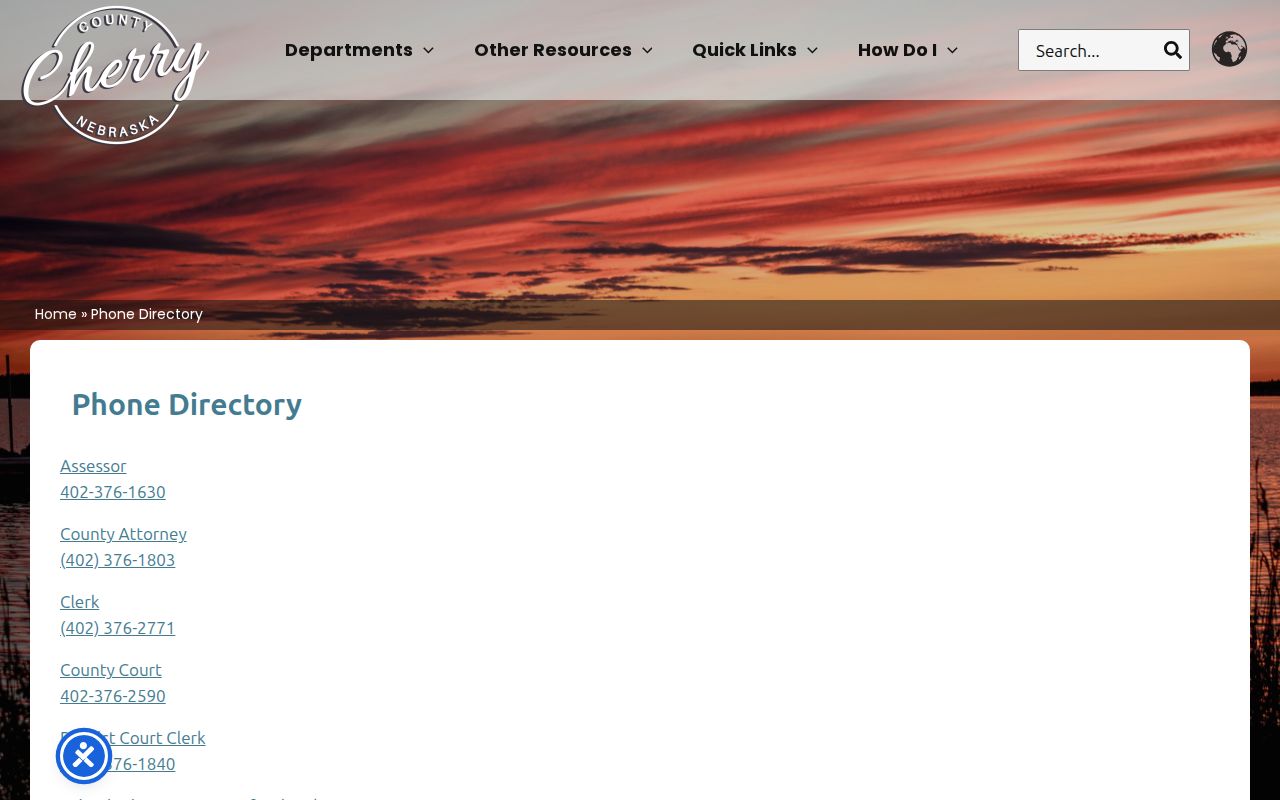 Cherry County criminal records office phone directory
