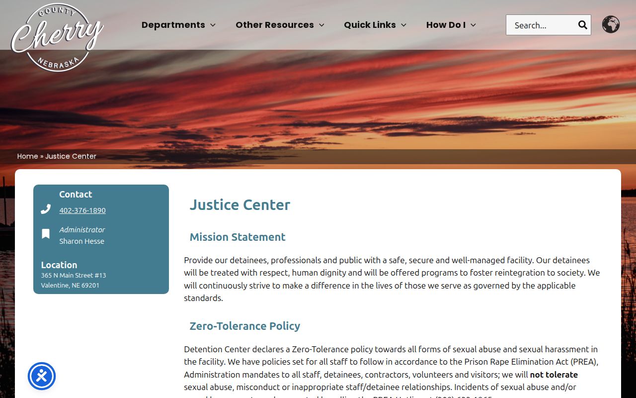 Cherry County criminal records Justice Center and detention information